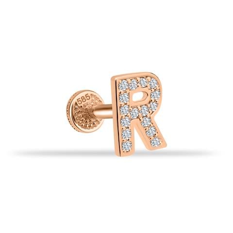 Dianora Piercing-14 Ayar Altın Taşlı Düz R Harfi Tragus Piercing-Tragus Piercing-2-roqelvaxirum.shop