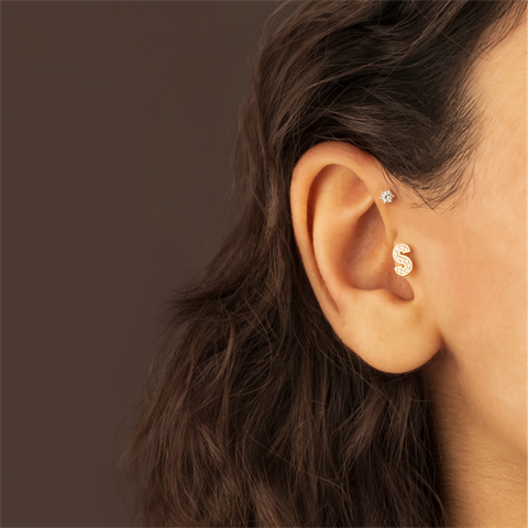 Dianora Piercing-14 Ayar Altın Taşlı Düz S Harfi Tragus Piercing-Taşlı Düz Harf Tragus Piercing-2-roqelvaxirum.shop