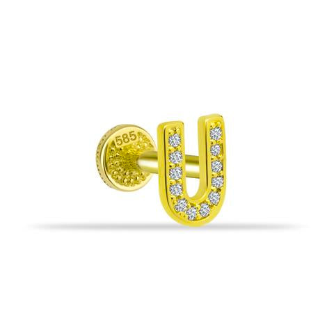 Dianora Piercing-14 Ayar Altın Taşlı Düz U Harfi Tragus Piercing-Tragus Piercing-1-roqelvaxirum.shop
