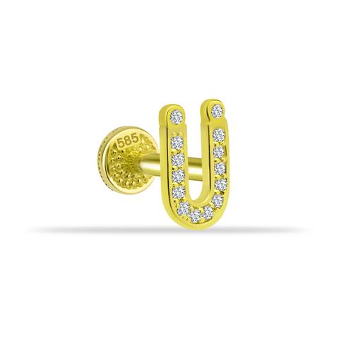 Dianora Piercing-14 Ayar Altın Taşlı Düz Ü Harfi Tragus Piercing-Tragus Piercing-1-roqelvaxirum.shop