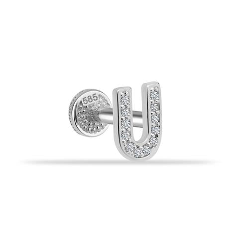 Dianora Piercing-14 Ayar Altın Taşlı Düz U Harfi Tragus Piercing-Tragus Piercing-3-roqelvaxirum.shop