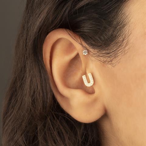 Dianora Piercing-14 Ayar Altın Taşlı Düz U Harfi Tragus Piercing-Tragus Piercing-4-roqelvaxirum.shop