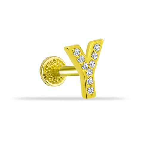 Dianora Piercing-14 Ayar Altın Taşlı Düz Y Harfi Tragus Piercing-Tragus Piercing-1-roqelvaxirum.shop