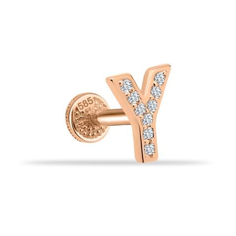 Dianora Piercing-14 Ayar Altın Taşlı Düz Y Harfi Tragus Piercing-Tragus Piercing-2-roqelvaxirum.shop
