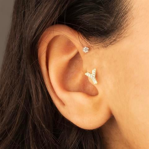 Dianora Piercing-14 Ayar Altın Taşlı Düz Y Harfi Tragus Piercing-Tragus Piercing-4-roqelvaxirum.shop