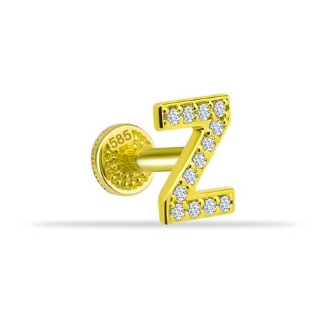 Dianora Piercing-14 Ayar Altın Taşlı Düz Z Harfi Tragus Piercing-Tragus Piercing-1-roqelvaxirum.shop