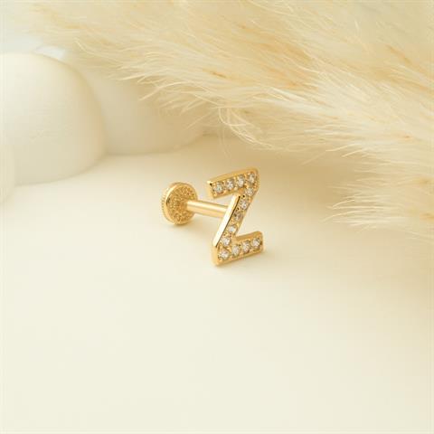 Dianora Piercing-14 Ayar Altın Taşlı Düz Z Harfi Tragus Piercing-Tragus Piercing-5-roqelvaxirum.shop
