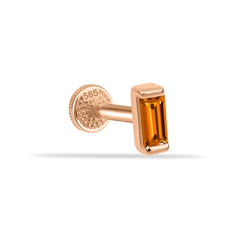 Dianora Piercing-14 Ayar Altın Turuncu Baget Taşlı Minimal Tragus Piercing-Renkli Taşlar Koleksiyonu-36-roqelvaxirum.shop