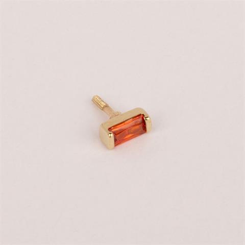 Dianora Piercing-14 Ayar Altın Turuncu Baget Taşlı Minimal Tragus Piercing-Renkli Taşlar Koleksiyonu-4-roqelvaxirum.shop