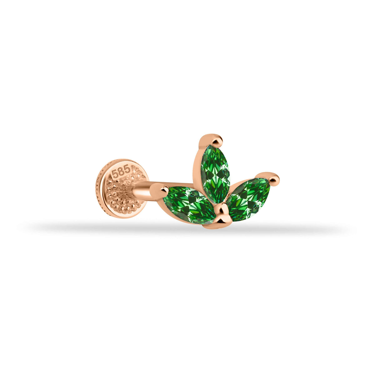 Dianora Piercing-14 Ayar Altın Yeşil Markis Taşlı Minimal Tragus Piercing-Tragus Piercing-2-roqelvaxirum.shop