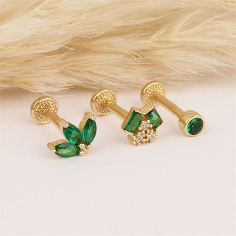 Dianora Piercing-14 Ayar Altın Yeşil Markis Taşlı Minimal Tragus Piercing-Tragus Piercing-5-roqelvaxirum.shop