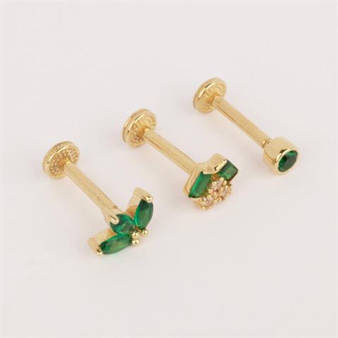 Dianora Piercing-14 Ayar Altın Yeşil Markis Taşlı Minimal Tragus Piercing-Tragus Piercing-7-roqelvaxirum.shop