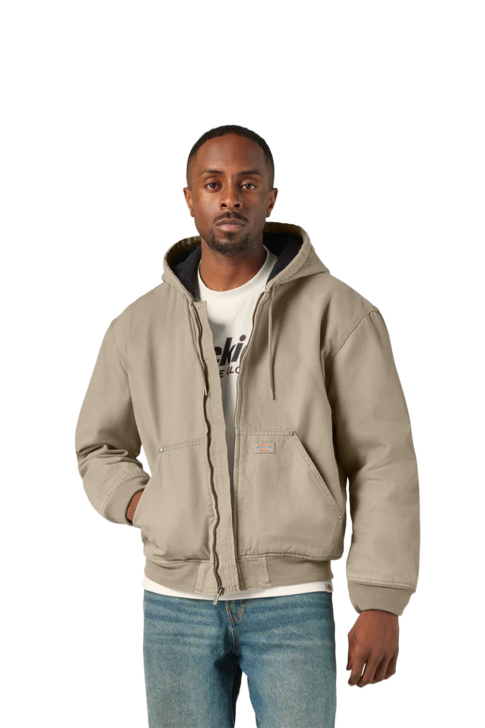 Dickies-Hilham Hooded Kapüşonlu Erkek Bej Kanvas Mont-Mont-1-roqelvaxirum.shop