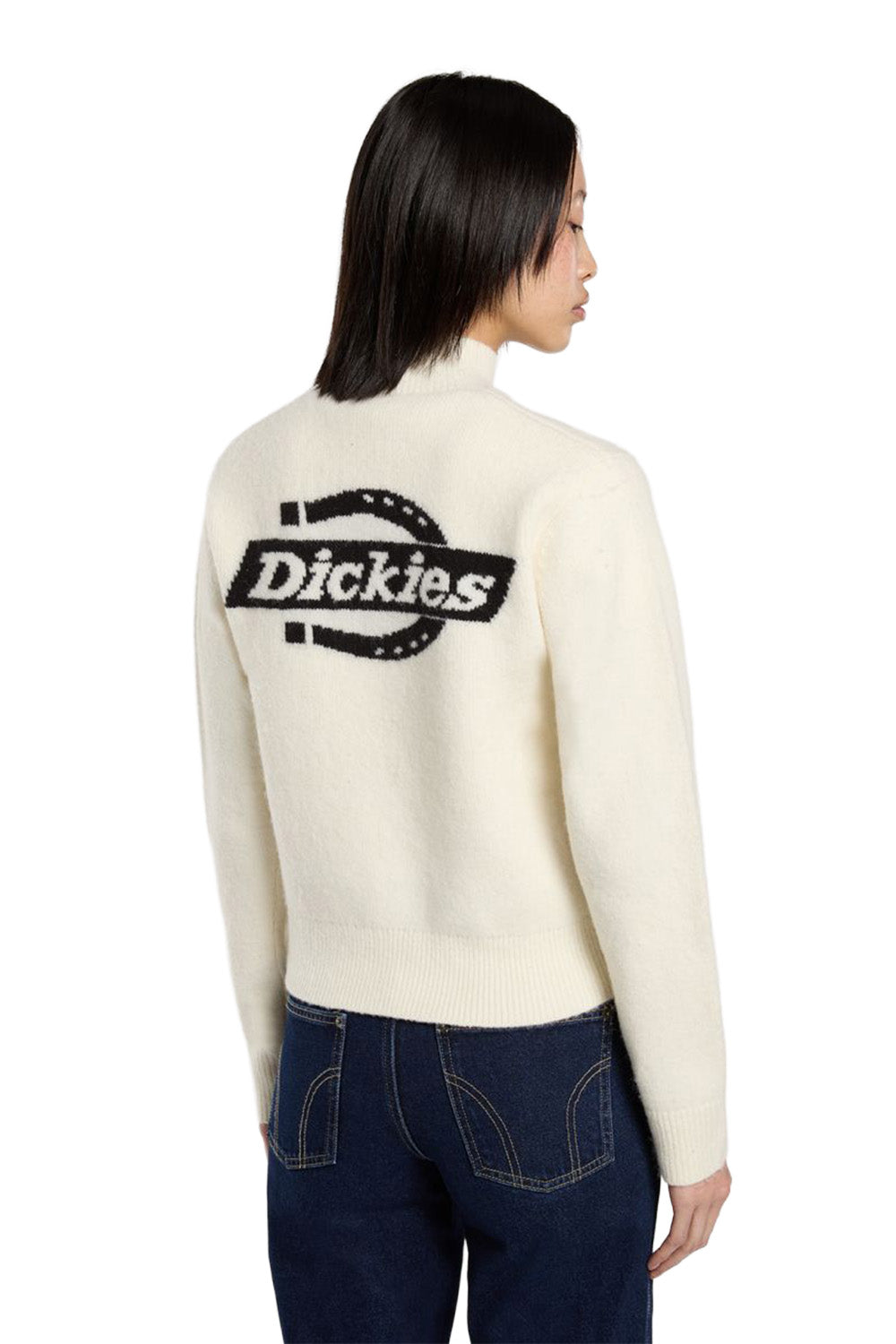 Dickies-Ruston Qz Yarım Fermuarlı Kırık Beyaz Kadın Yün Kazak-Kazak & Triko-1-roqelvaxirum.shop