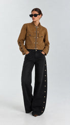 Studded Barrel-Leg Trousers