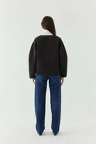 Disq London-Wool Blend Jacket With Scarf-Ceket-4-roqelvaxirum.shop