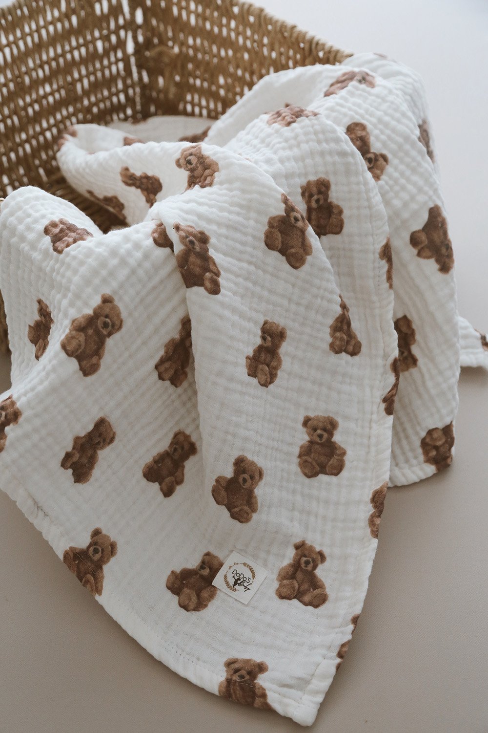 DoDo'S Baby-Dört Katli Ayicik Teddy Desen Organi̇k Müsli̇n Örtü-Yatak Örtüsü-4-roqelvaxirum.shop