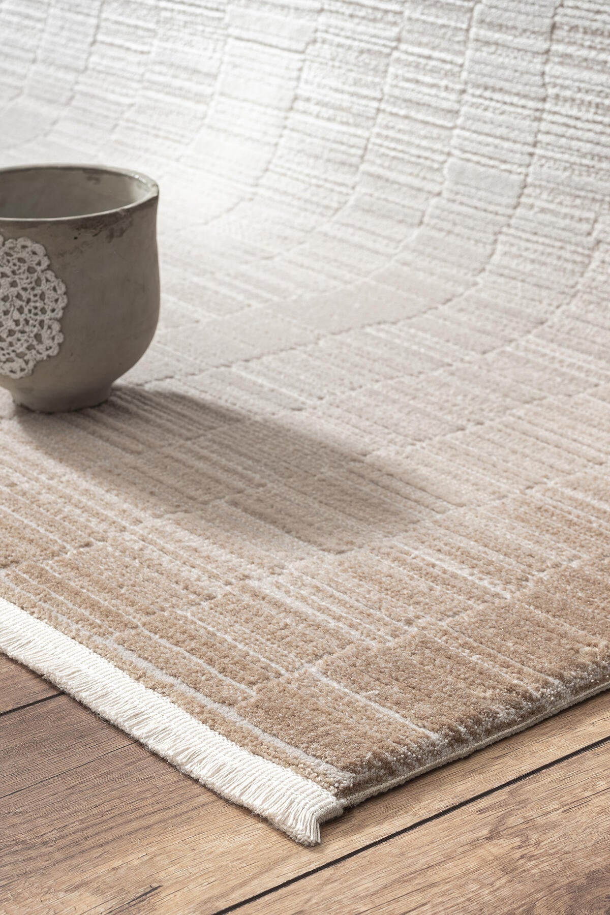 Empera-Pena Flax Çizgi Desenli Saçaklı Mutfak Halısı-3-roqelvaxirum.shop
