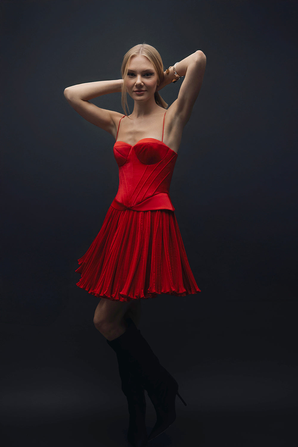 Carmine - Drape Detaylı Krep Şifon Mini Etek - 0