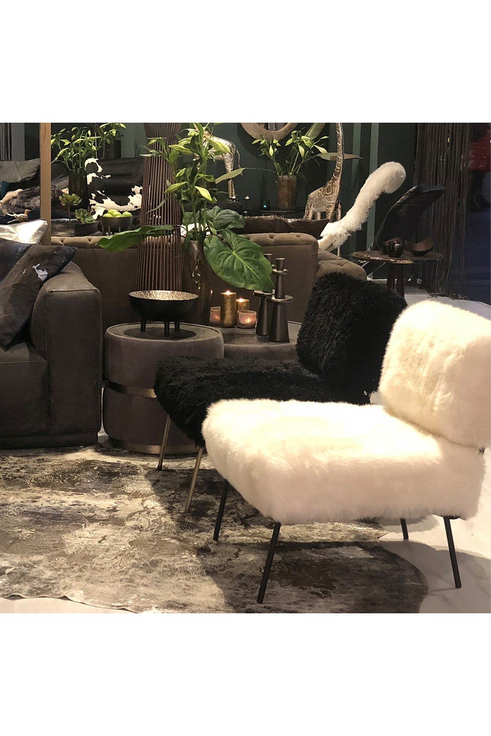 Estetik Decor-Berjer Chev Cosy – Kuzu Beyaz, Siyah Metal Ayak-Koltuk & Berjer-3-roqelvaxirum.shop