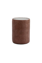 Estetik Decor-Cylinder Sehpa - Hakiki Sığır Derisi Kaplama - Füme Ayna Üst Yüzey - Modern Yan Sehpa-Yan Sehpa-1-roqelvaxirum.shop