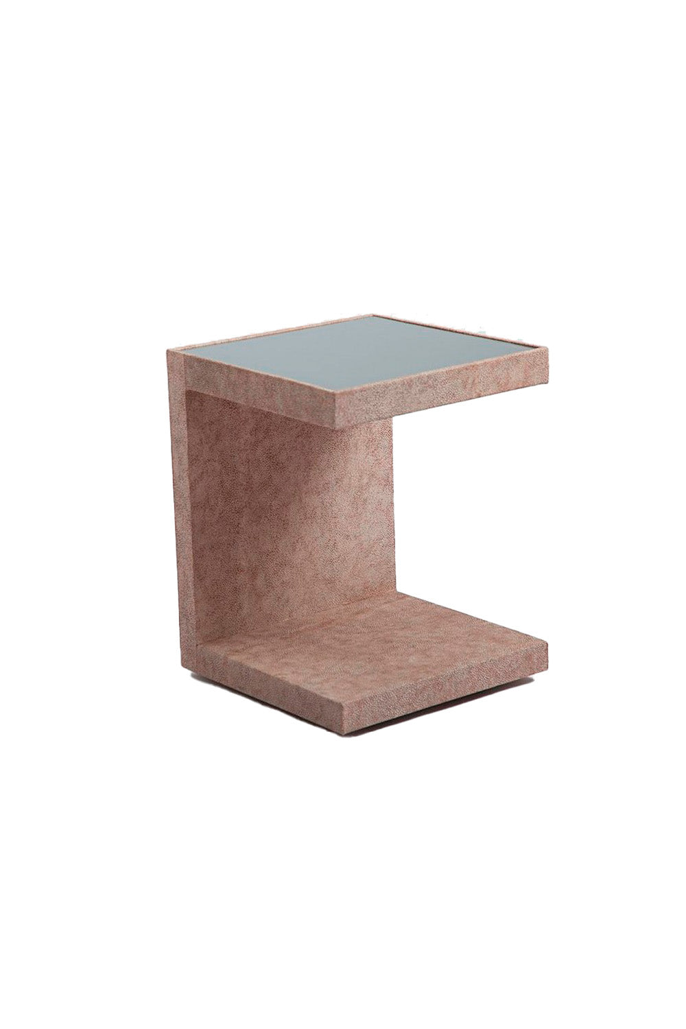 Estetik Decor-Pratika Yan Sehpa - Stingray Deri Kaplama Füme Ayna Üstlü Modern C Form Sehpa-Yan Sehpa-1-roqelvaxirum.shop