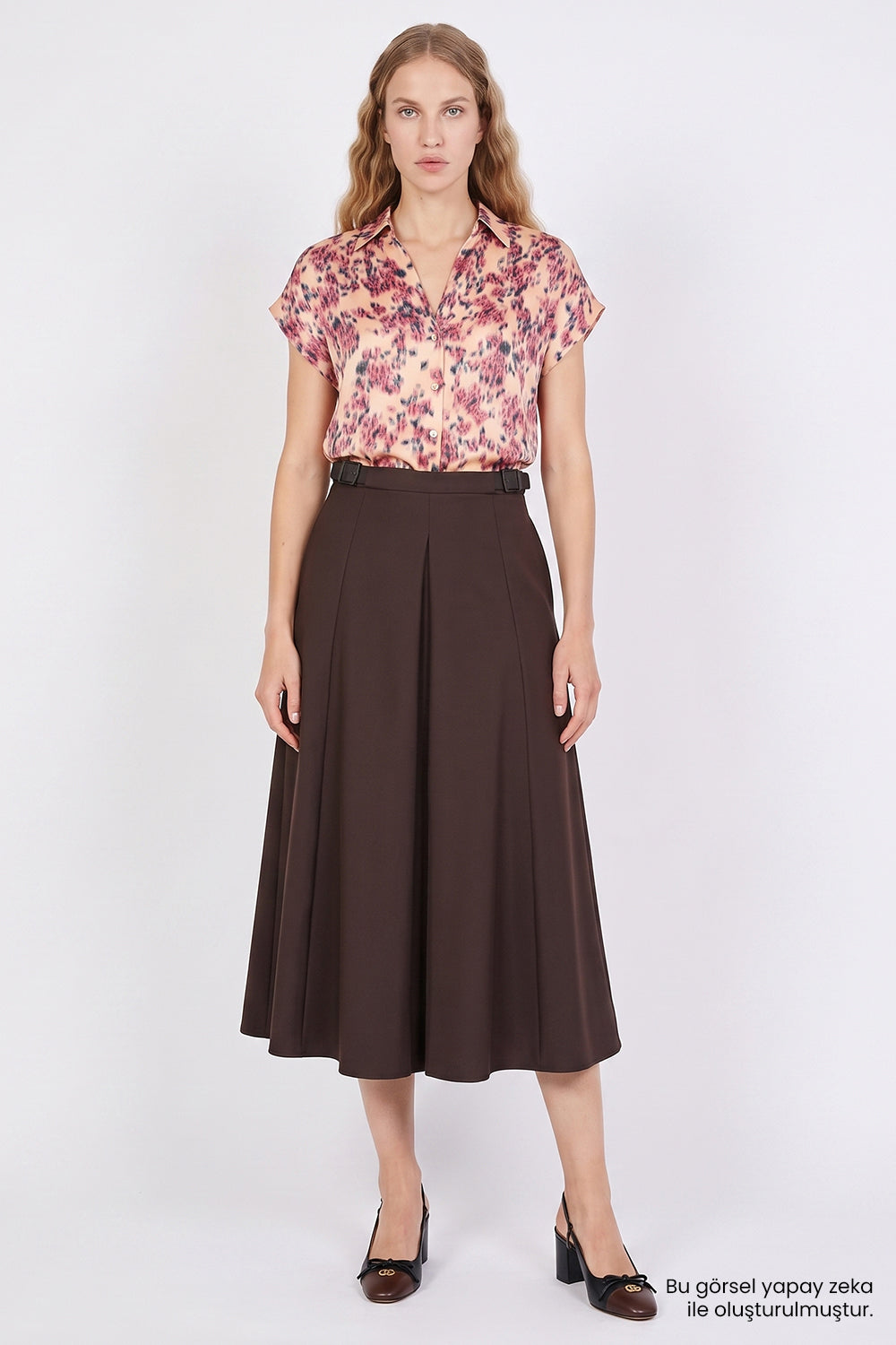 Exquise-Fermuarlı Pilikaşeli Regular Kahverengi Midi Etek-Etek-6-roqelvaxirum.shop