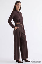 Exquise-Geniş Paça Pilikaşeli Yüksek Bel Regular Pantolon – Kahverengi̇-Pantolon-8-roqelvaxirum.shop