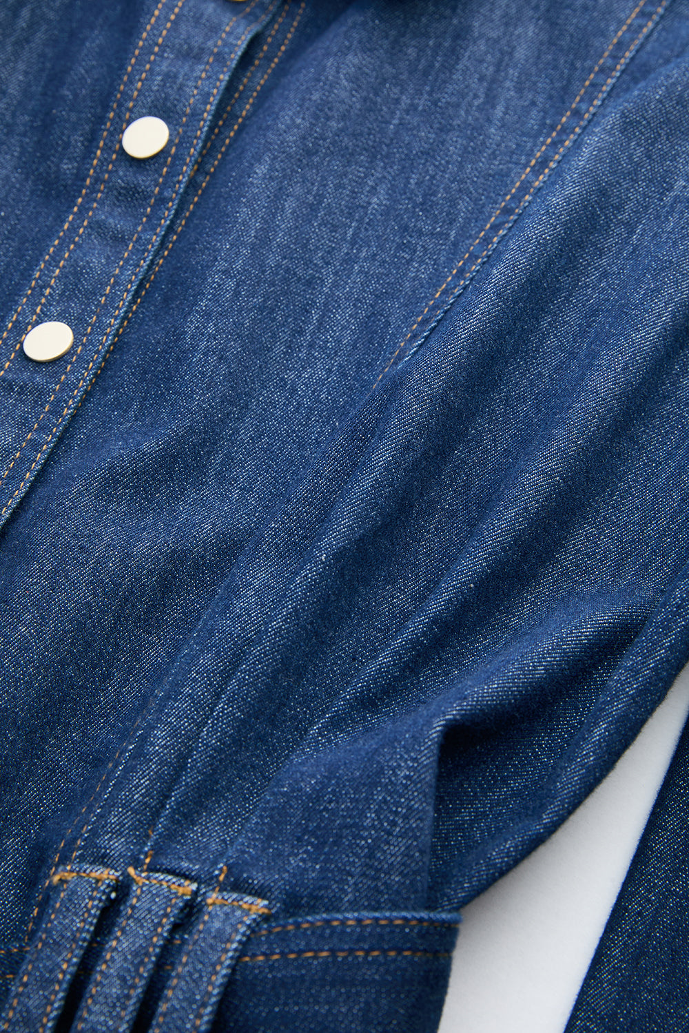 Exquise-Uzun Kollu Kuşaklı Regular Midi Denim Gömlek İNdigo Elbise-Elbise-5-roqelvaxirum.shop