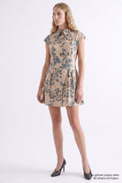 Exquise-Pileli Bele Oturan Slim Fit Mini Elbise-Elbise-1-roqelvaxirum.shop