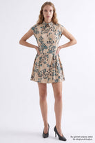 Exquise-Pileli Bele Oturan Slim Fit Mini Elbise-Elbise-6-roqelvaxirum.shop