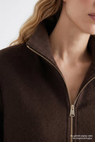 Exquise-Ribanalı Yün Karışımlı Astarlı Oversize Kaban – Kahverengi̇-Kaban-8-roqelvaxirum.shop