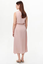 Exquise-Yuvarlak Yaka Saten Yüzeyli Ajurlu Regular Pembe Bluz-Bluz-6-roqelvaxirum.shop