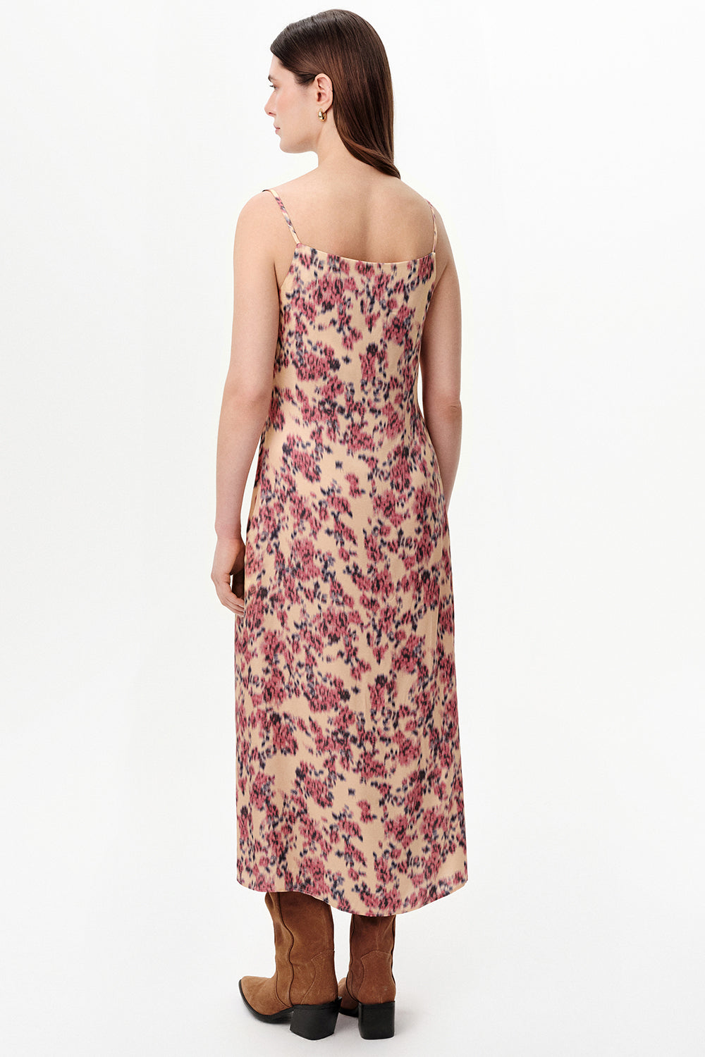 Exquise-Askılı Degaje Yaka Saten Yüzeyli Regular Midi Çok Renkli Elbise-Elbise-3-roqelvaxirum.shop