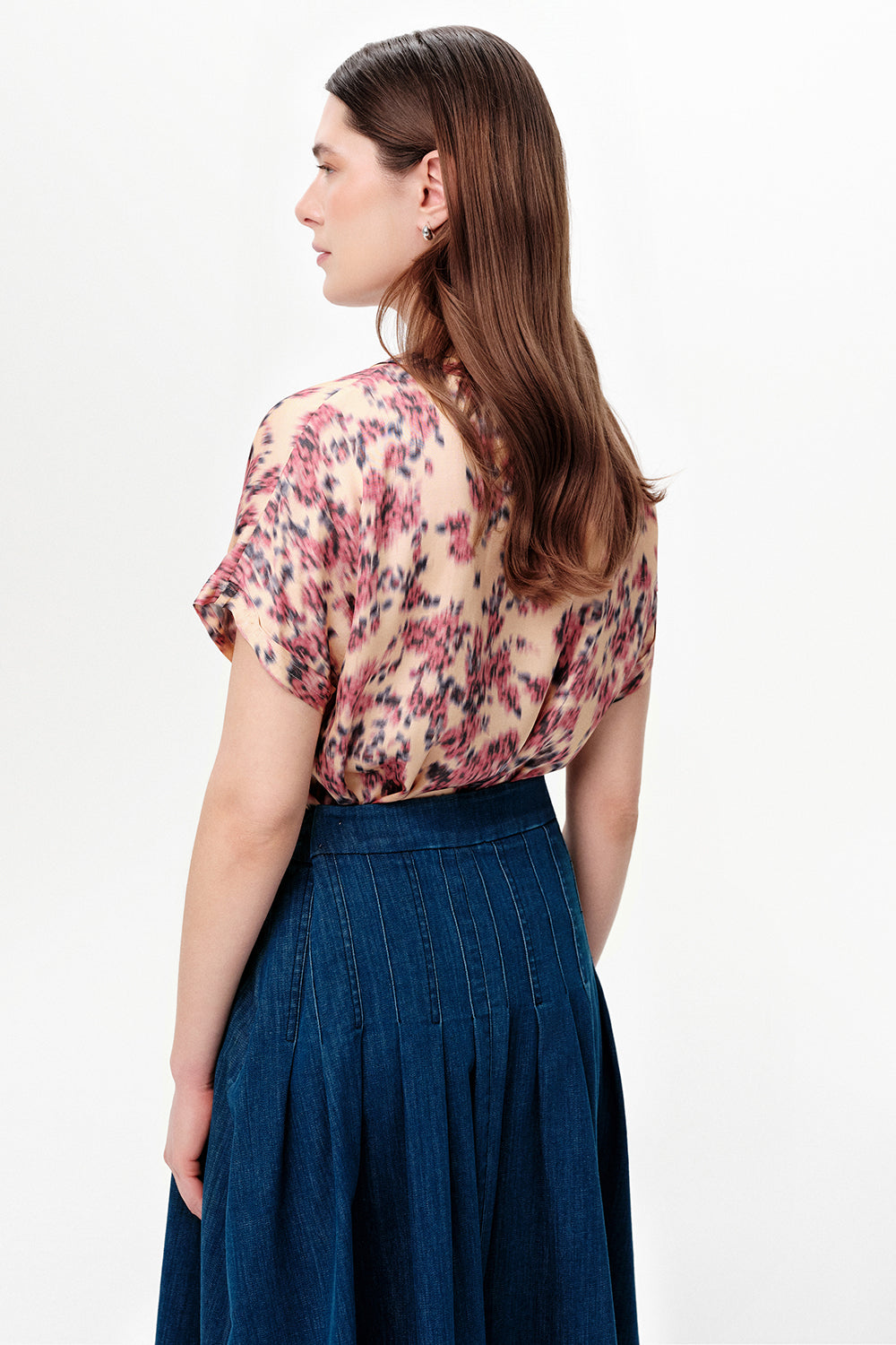 Exquise-Düşük Kollu Saten Yüzeyli Regular Çok Renkli Bluz-Bluz-4-roqelvaxirum.shop