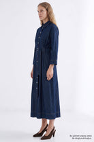Exquise-Uzun Kollu Kuşaklı Regular Midi Denim Gömlek İNdigo Elbise-Elbise-2-roqelvaxirum.shop