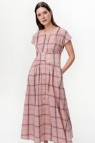 Exquise-V Yaka Beli Gipeli Regular Midi Elbise-Elbise-3-roqelvaxirum.shop