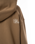 Kadin Oversize AsiMetriK KesiM Nakişli Zip Hoodie - Bej / Kahverengi