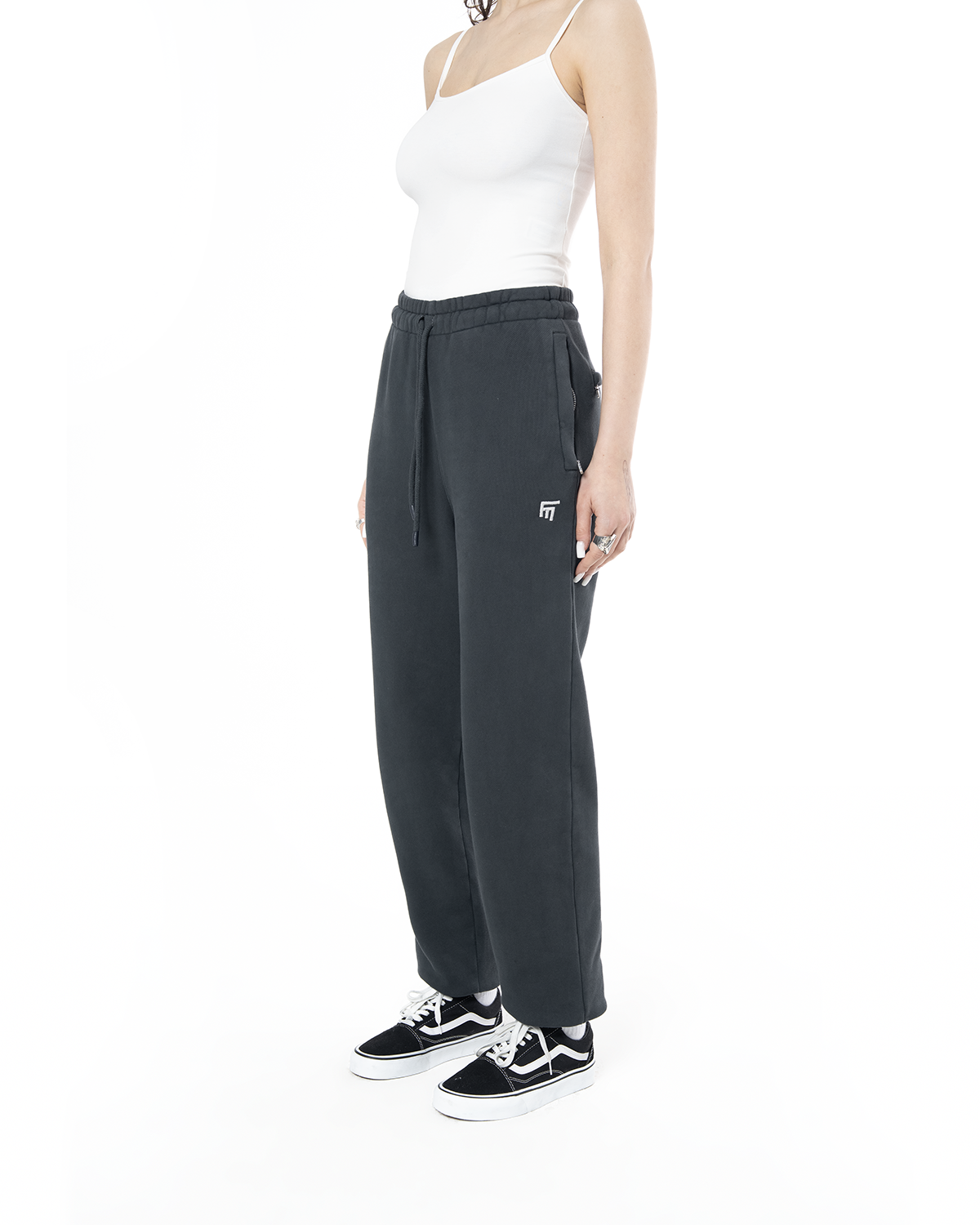 Kadin Relaxed Fit Fm Icon Nakişli Jogger - SiYah