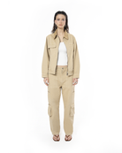 Unisex Relaxed Fit Logo Kabartmalı Nakış Detaylı Premium Kargo Pantolon - Bej - 5