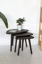 Fagus Wood-Doğal Masif Ahşap Damla Sehpa Seti - 3'lü Zigon Set Modern Ve Minimalist Sehpa Takımı (yan Sehpa, Orta Sehpa, Dekoratif Sehpa) (ceviz)-Sehpa-2-roqelvaxirum.shop