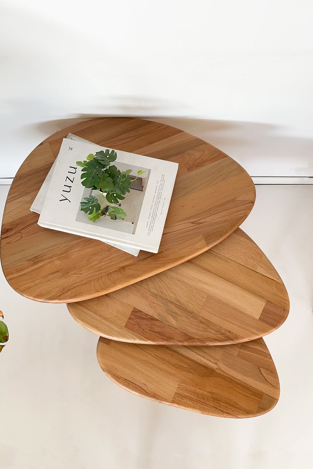Fagus Wood-Doğal Masif Ahşap Damla Sehpa Seti - 3'lü Zigon Set Modern Ve Minimalist Sehpa Takımı (yan Sehpa, Orta Sehpa, Dekoratif Sehpa) (kayın)-Sehpa-4-roqelvaxirum.shop