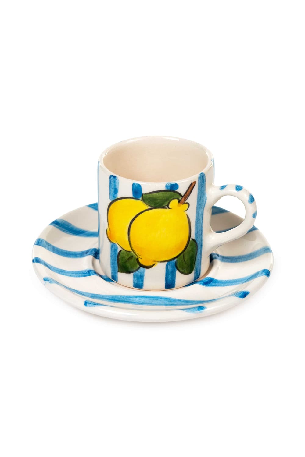 Feeling Good Inside-Baby Blue Lemon Line Handled Coffee Set-Bardak-1-roqelvaxirum.shop