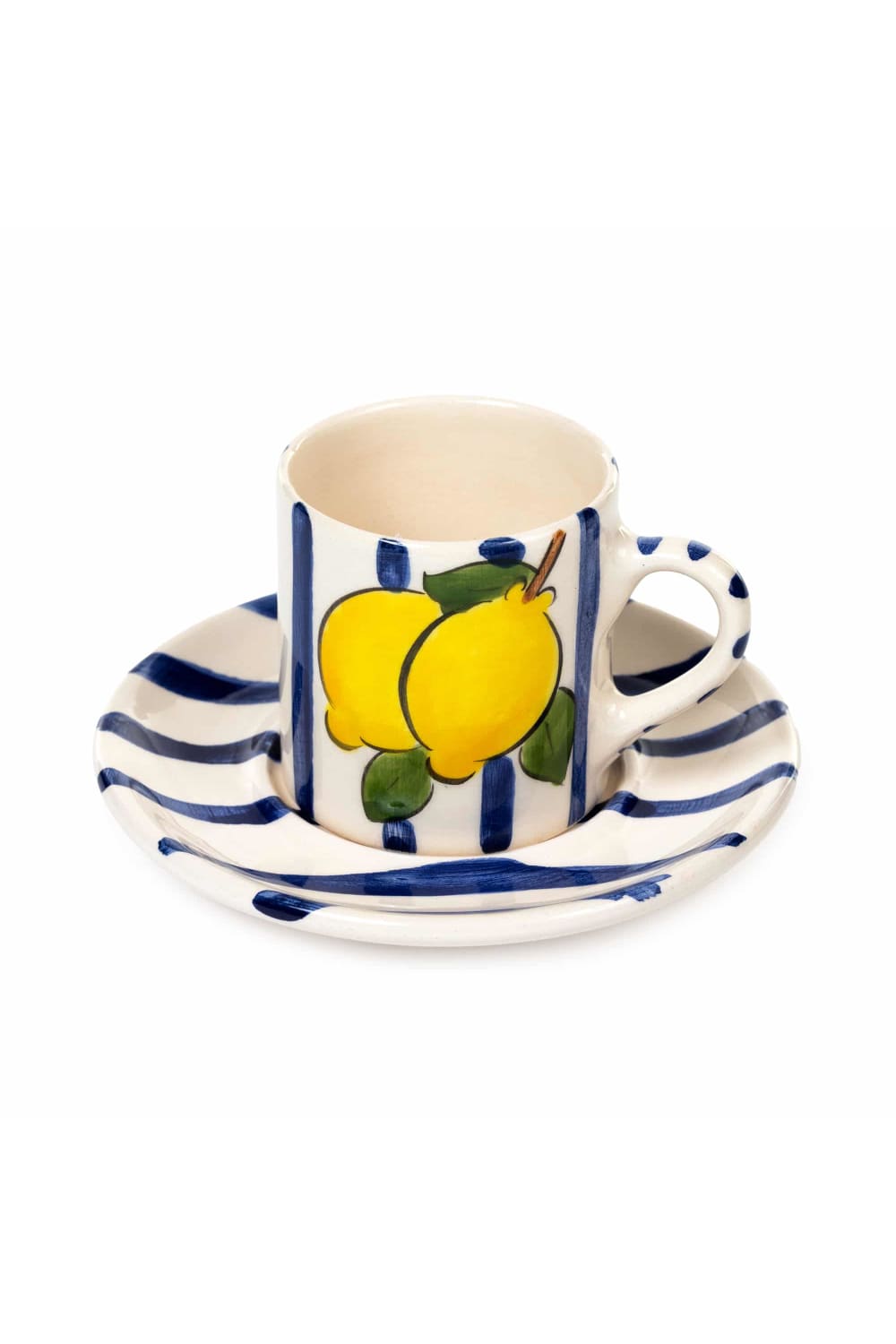 Feeling Good Inside-Dark Blue Lemon Line Handled Coffee Set-Bardak-1-roqelvaxirum.shop