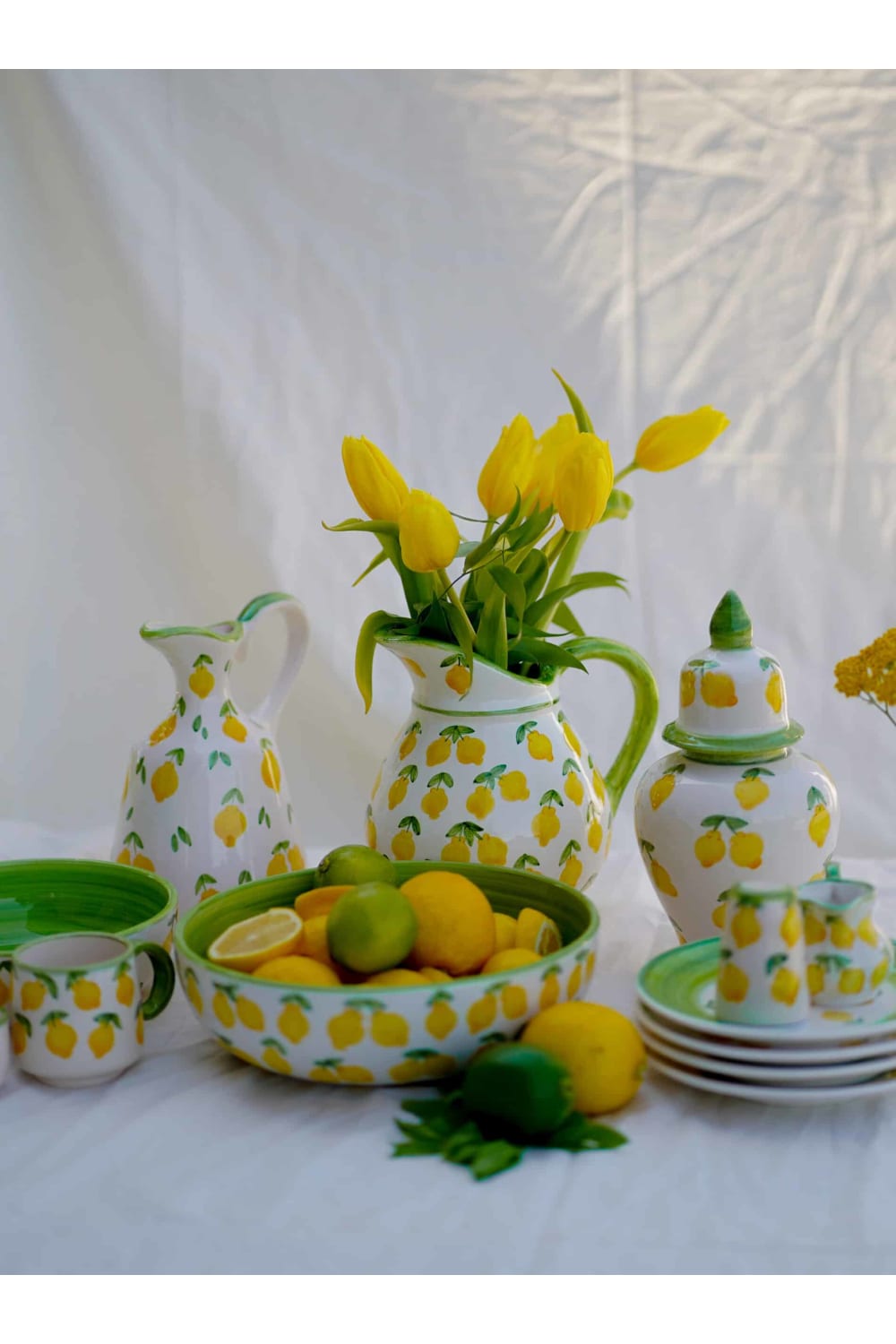 Feeling Good Inside-Lemon Splash Collection Handmade Ceramic Beyaz Pasta Tabağı-Tabak & Kase-3-roqelvaxirum.shop