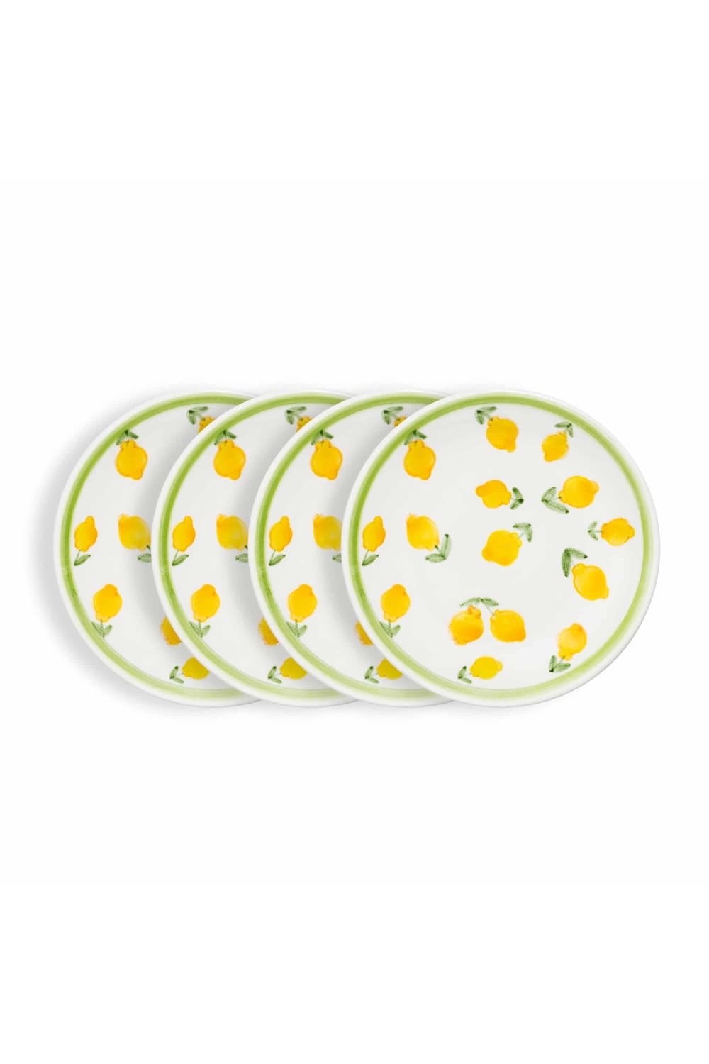 Feeling Good Inside-Lemon Splash Collection Handmade Ceramic Çok Limonlu Pasta Tabağı 4’lü Set-Tabak & Kase-1-roqelvaxirum.shop