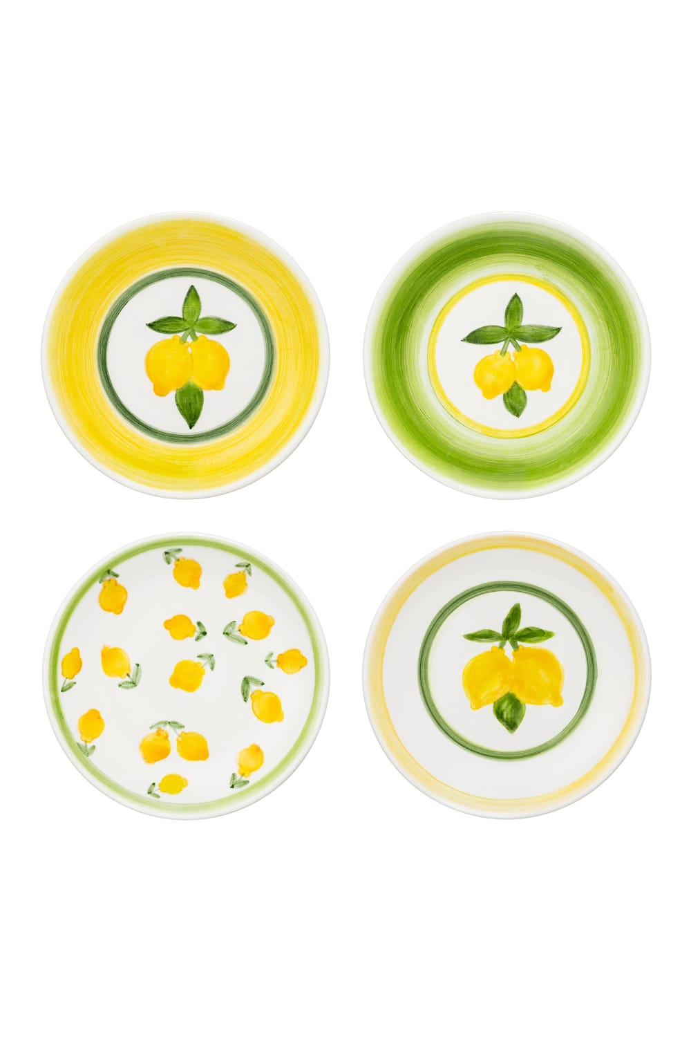 Feeling Good Inside-Lemon Splash Collection Handmade Seramik 4’lü Tatlı Tabağı Set-Tabak & Kase-1-roqelvaxirum.shop