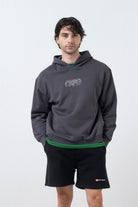 Fifty Pieces-Antrasit Düşük Omuzlu Sırt Baskılı Hoodie-Sweatshirts & Hoodies-1-roqelvaxirum.shop
