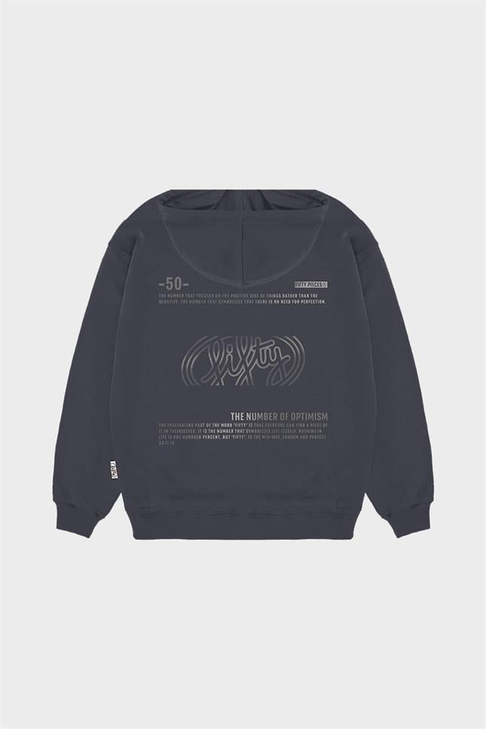 Fifty Pieces-Antrasit Düşük Omuzlu Sırt Baskılı Hoodie-Sweatshirts & Hoodies-9-roqelvaxirum.shop
