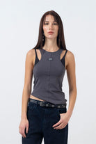 Fifty Pieces-Antrasit Halter Yaka Atlet-Top-1-roqelvaxirum.shop